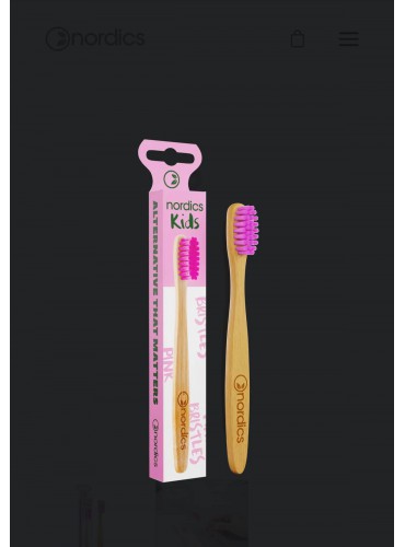 Kids bamboo toothbrush pink